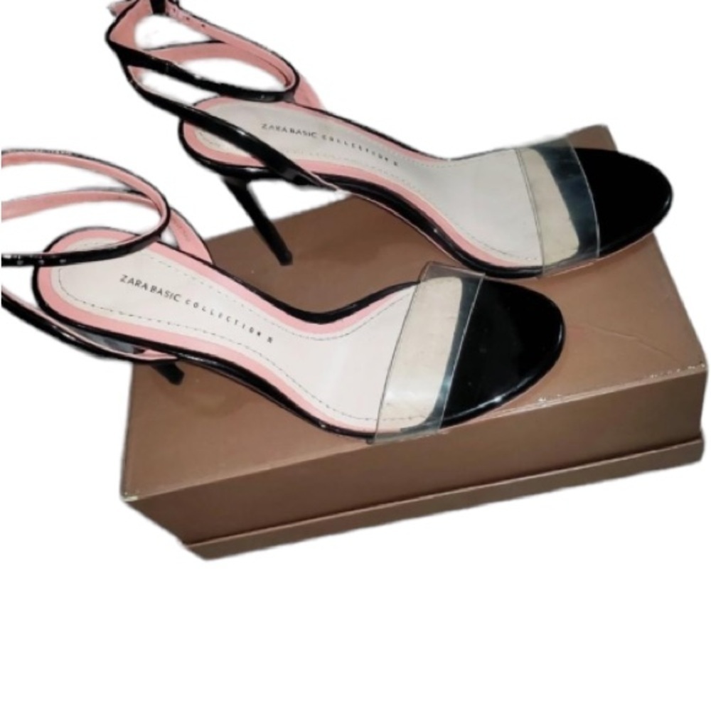 Zara Basic Collection Clear Strap Open Toe Heels … - image 1